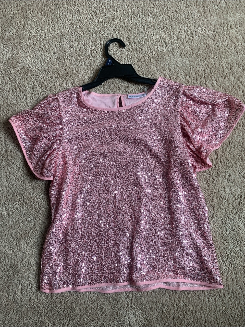 The Children's Place Pink Sequin Flutter Sleeve Top